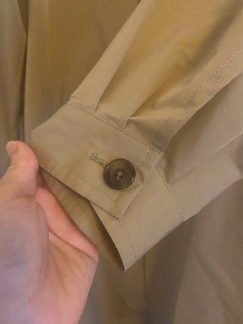 美品 LE GLAZIK ノーカラーコート　ポリエステルタフタ　ベージュ