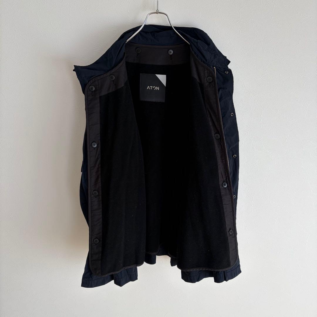 ATON AIR VENTILE SHORT MODS COAT 04 ネイビー