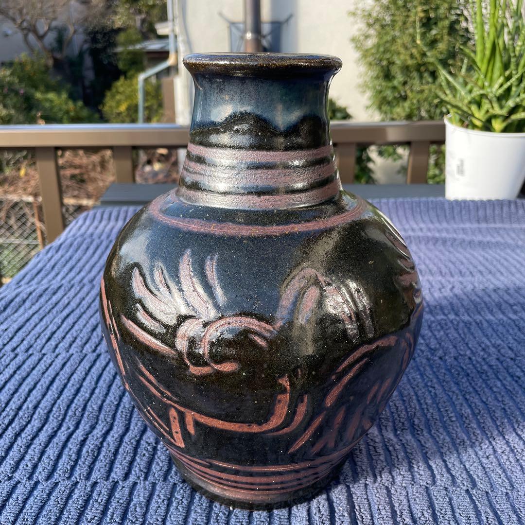 沖縄　壺屋焼　やちむん　陶器　壺　新品未使用　16×26