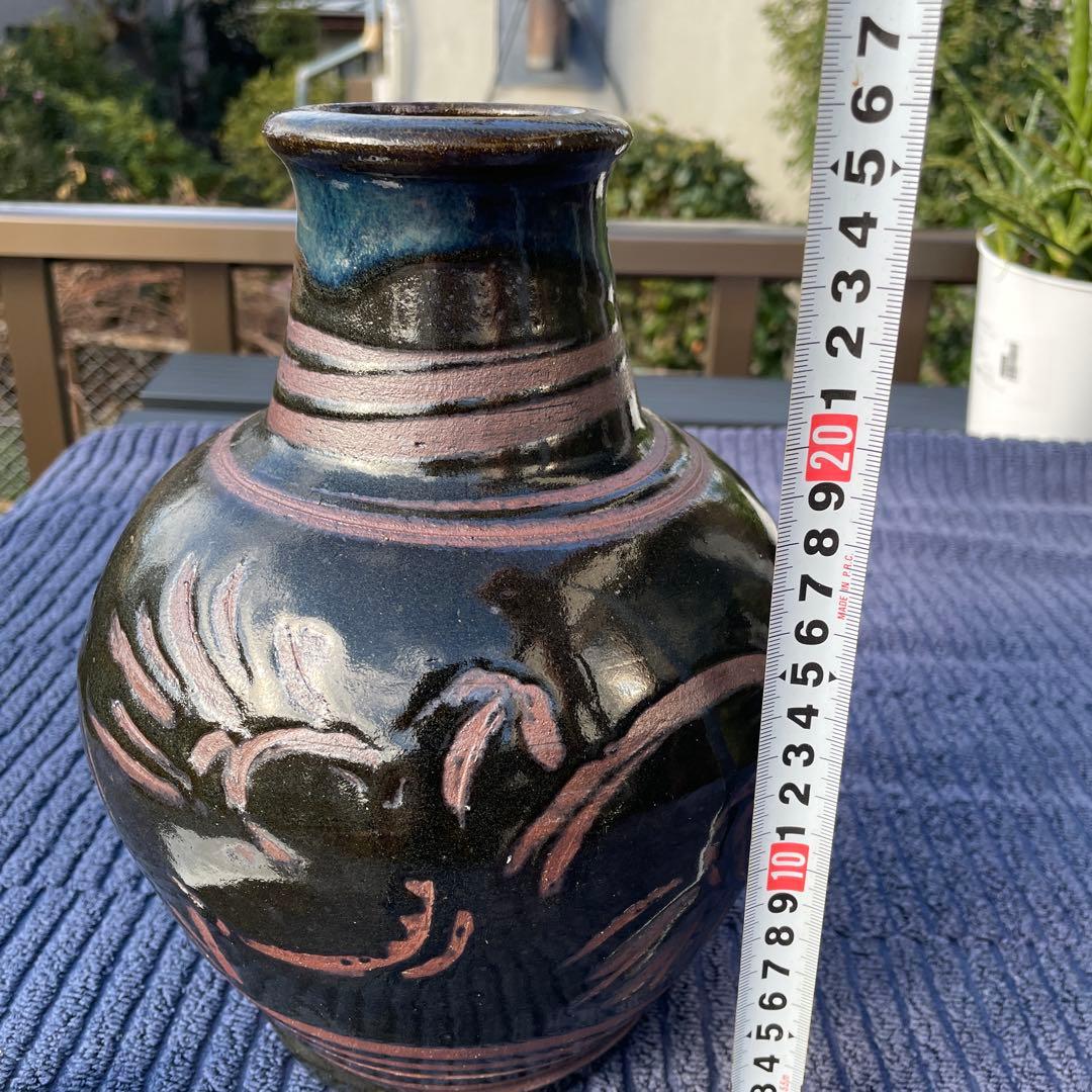沖縄　壺屋焼　やちむん　陶器　壺　新品未使用　16×26