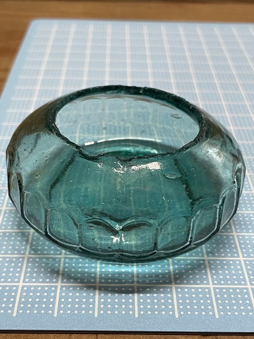 古い海綿入れ　【m1416 ウランガラス　マンガンガラス　レトロガラス　骨董】