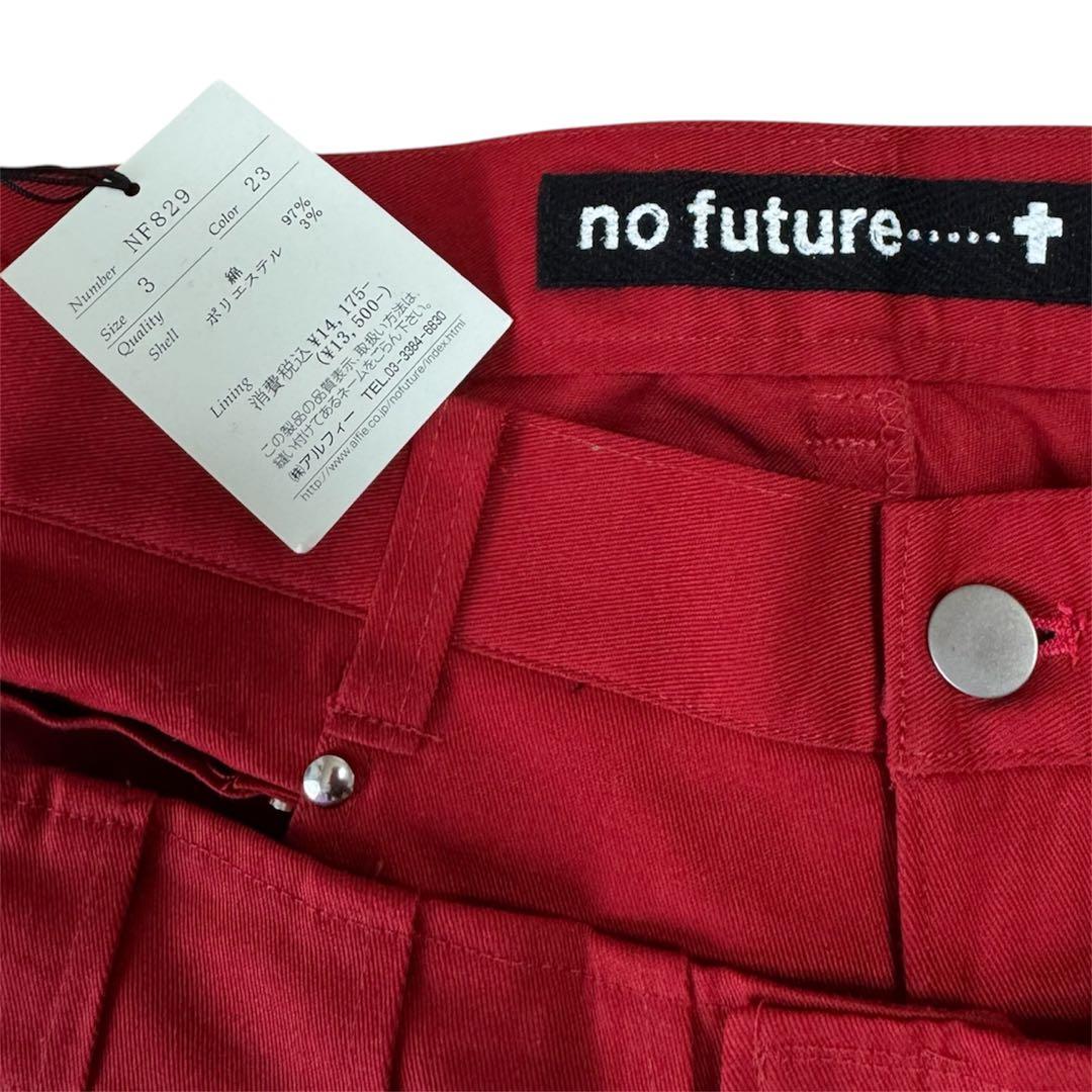 新品 no future フラップ付 ボンテージパンツ 赤3 ノーフューチャー