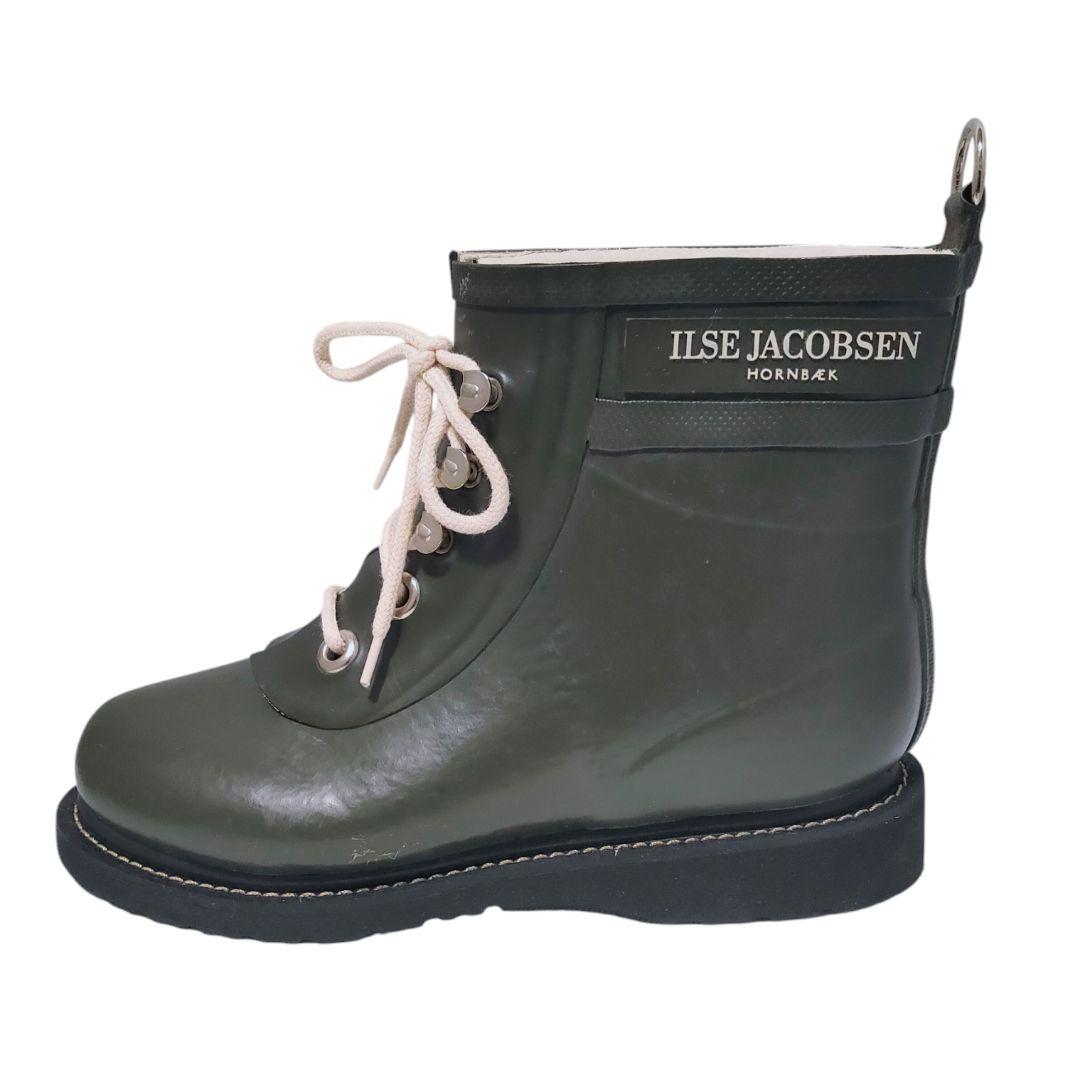 ILSE JACOBSEN レインブーツ レースアップ カーキ 23.0cm