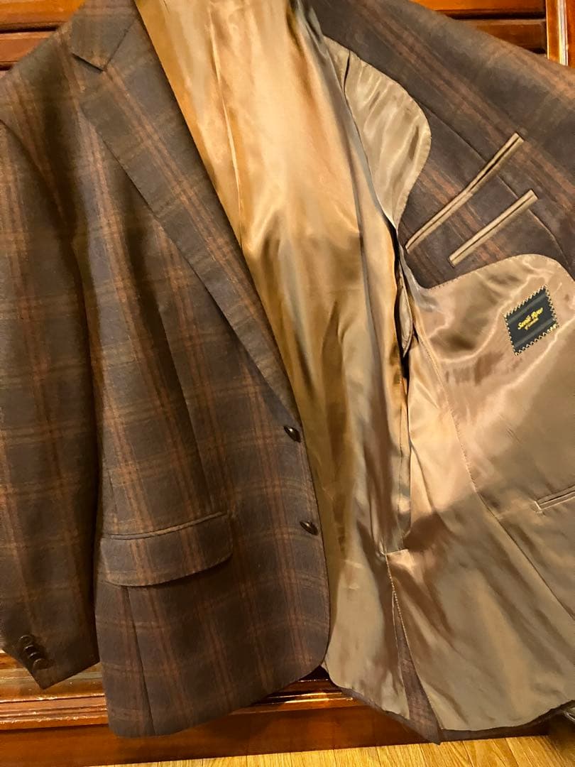 美品　Savile Row ブラウンチェック テーラード　ジャケット　スーツ