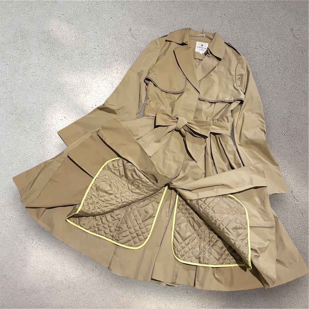 【美品】ランバンオンブルー　トレンチコート　ライナー　Aライン　ベージュ　36