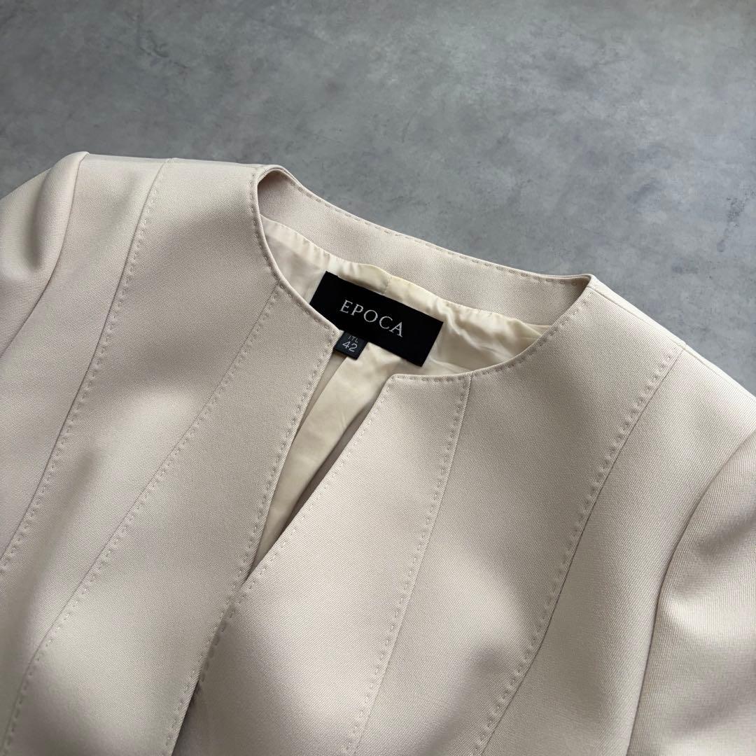 美品✨ EPOCA 上質ノーカラージャケット ブラウス セットM〜L ママコーデ