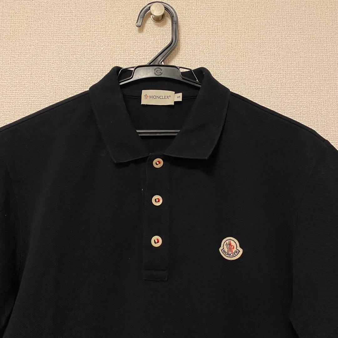 美品 モンクレール　ポロシャツ　半袖　ネイビー　胸ロゴ　ロゴ　ワッペン