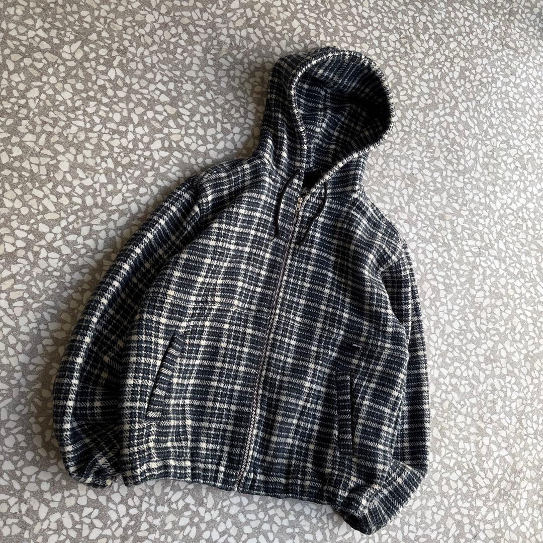 【短丈ボックス、フランネルワークジャケット】stussyアウター古着ストリートM