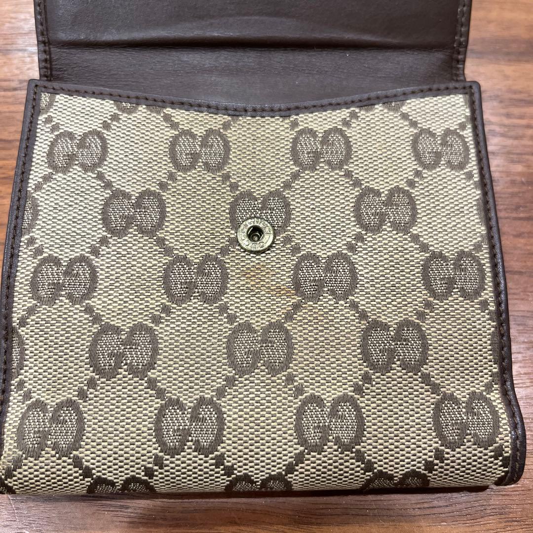 GUCCI 二つ折り財布 GGパターン ベージュ/ブラウン