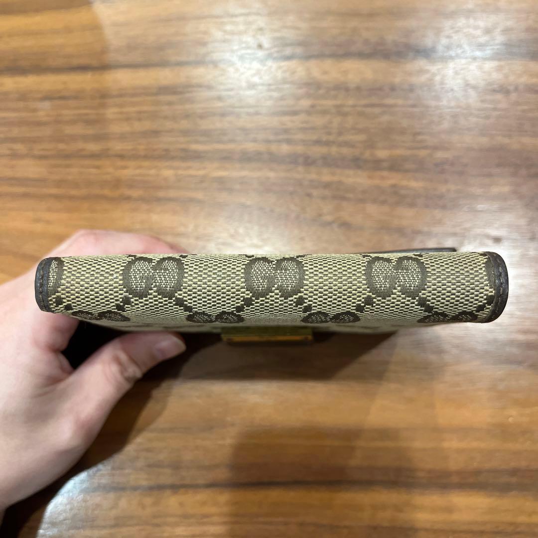 GUCCI 二つ折り財布 GGパターン ベージュ/ブラウン