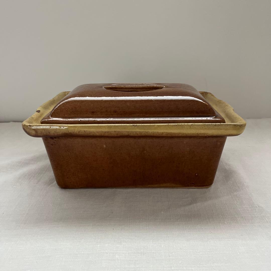 レア✨ フランスアンティーク テリーヌポット 陶器 グラタン皿 ハチミツ色 飴色