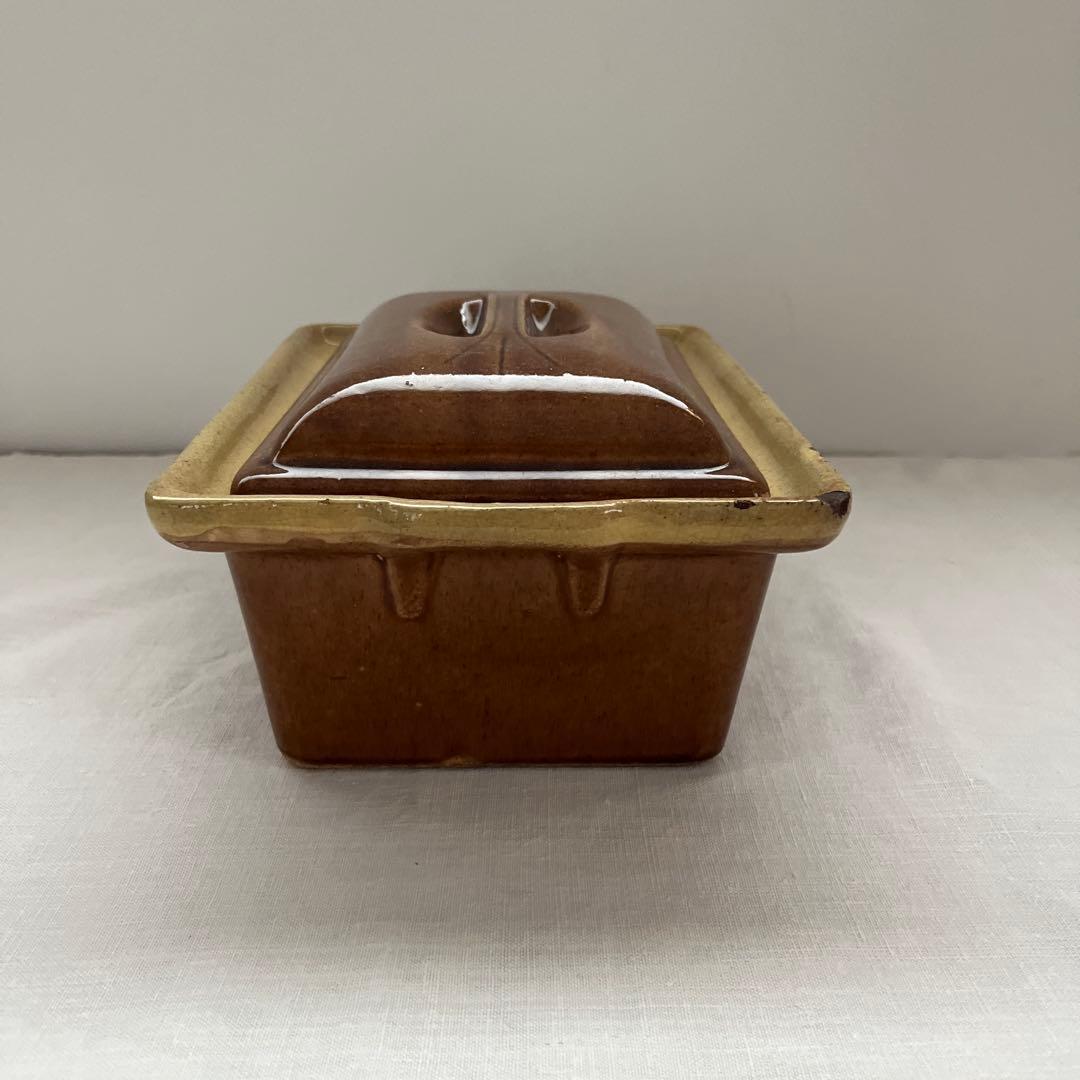 レア✨ フランスアンティーク テリーヌポット 陶器 グラタン皿 ハチミツ色 飴色