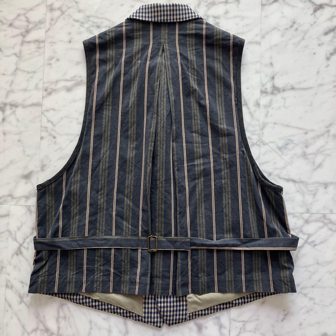 【美品】DRIES VAN NOTEN ベスト 表チェック 裏ストライプ M