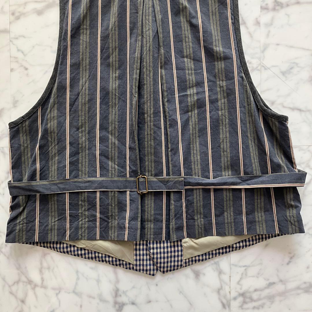 【美品】DRIES VAN NOTEN ベスト 表チェック 裏ストライプ M