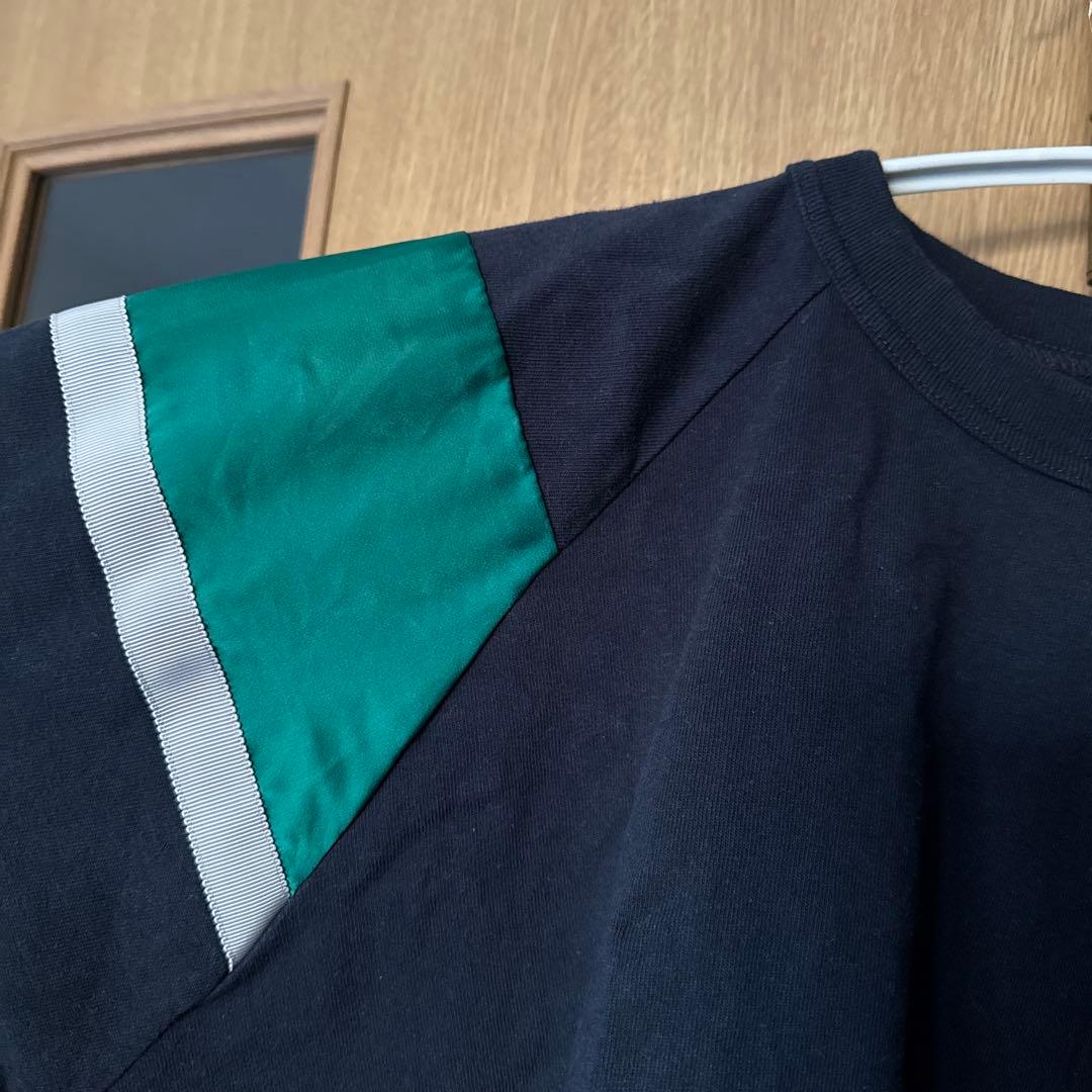 sacai 紺/緑 ラグランスリーブ Tシャツ