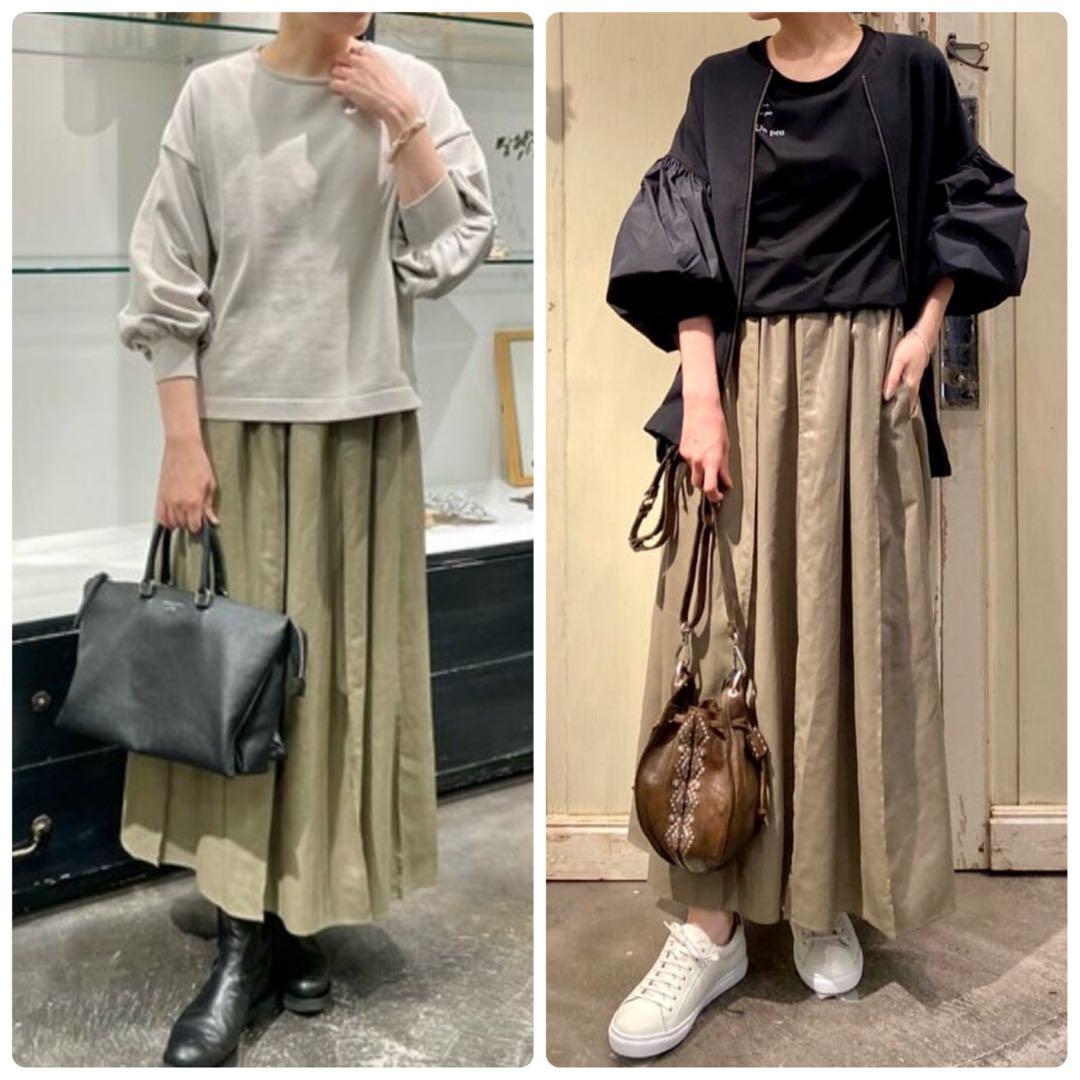 美品✨ビアズリー　レザーライクタックスカート　プリーツ　裏地付き　ロングスカート