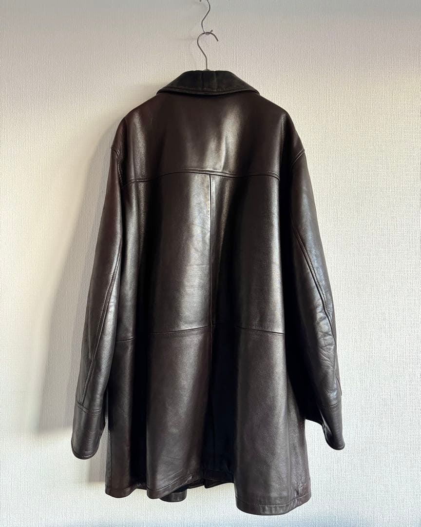 90s CERRUTI セルッティ 極厚ラムスキンレザー ハーフコート