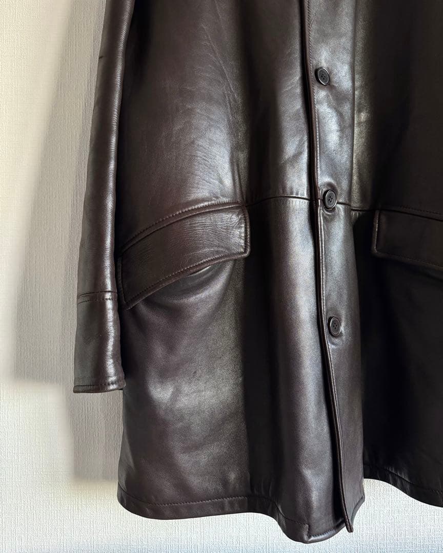 90s CERRUTI セルッティ 極厚ラムスキンレザー ハーフコート
