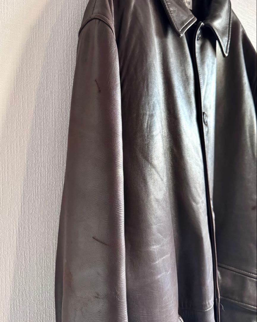 90s CERRUTI セルッティ 極厚ラムスキンレザー ハーフコート