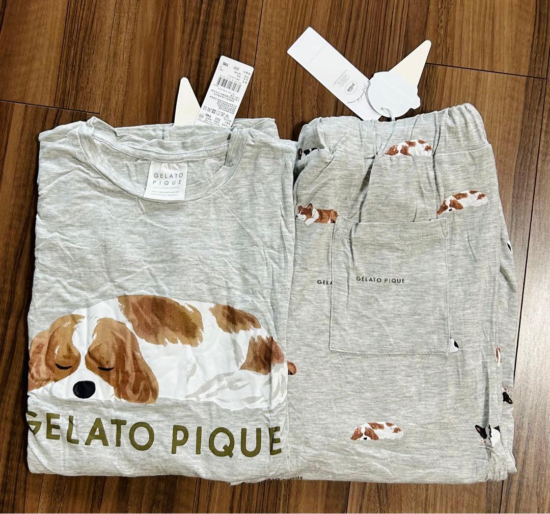 ジェラートピケ SLEEPING DOGワンポイントロンT &ロングパンツ