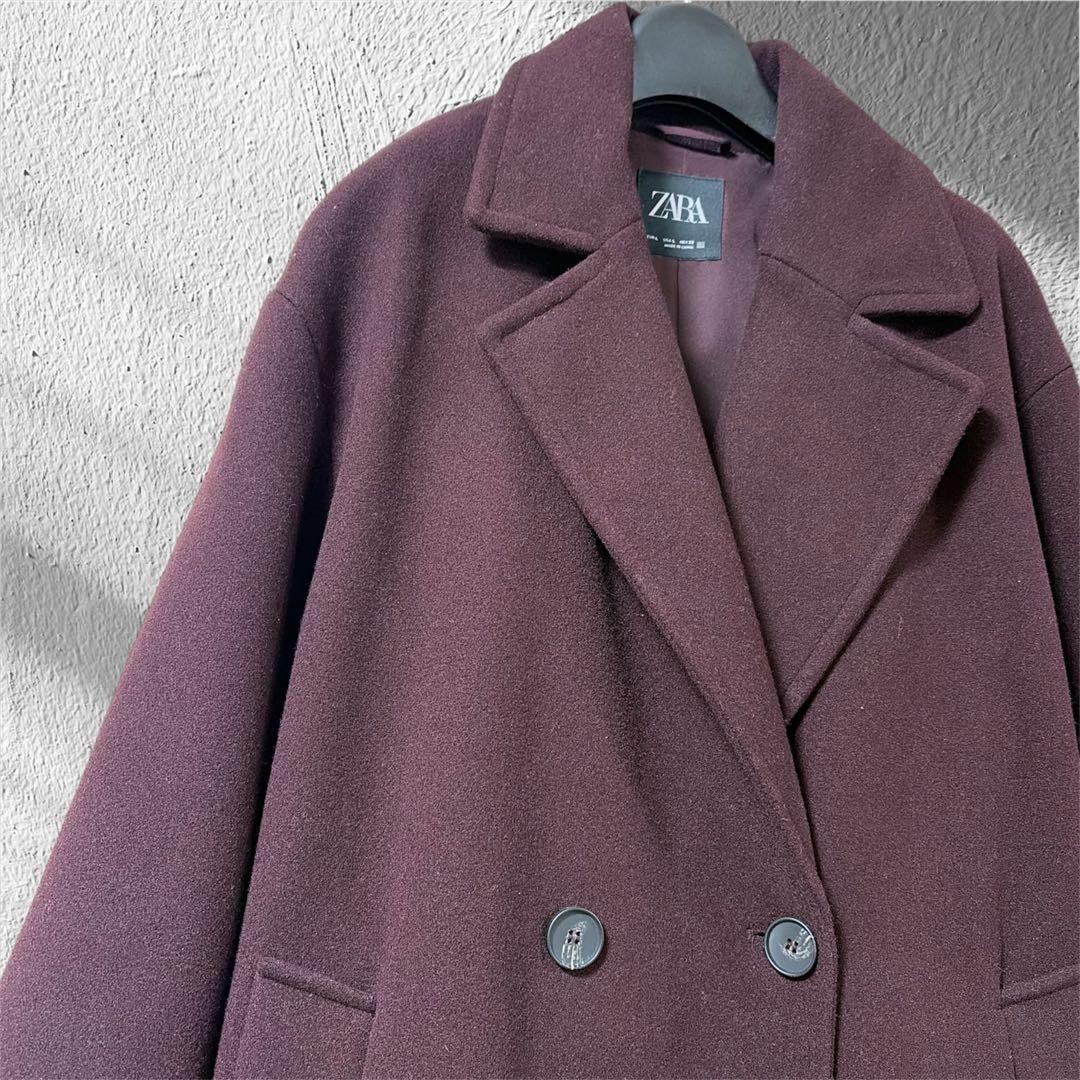 ZARA ソフトオーバーサイズコート　バーガンディ L