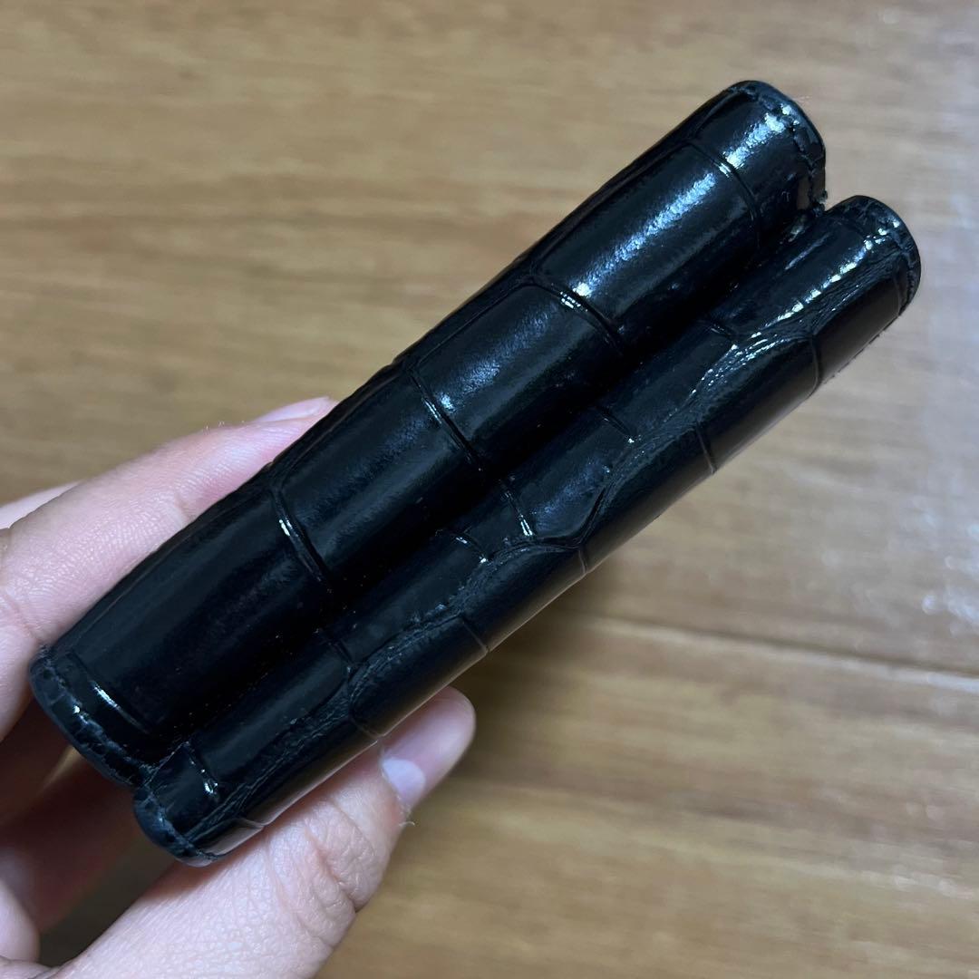 BALENCIAGA バレンシアガ ミニウォレット 三つ折り財布 クロコ 黒
