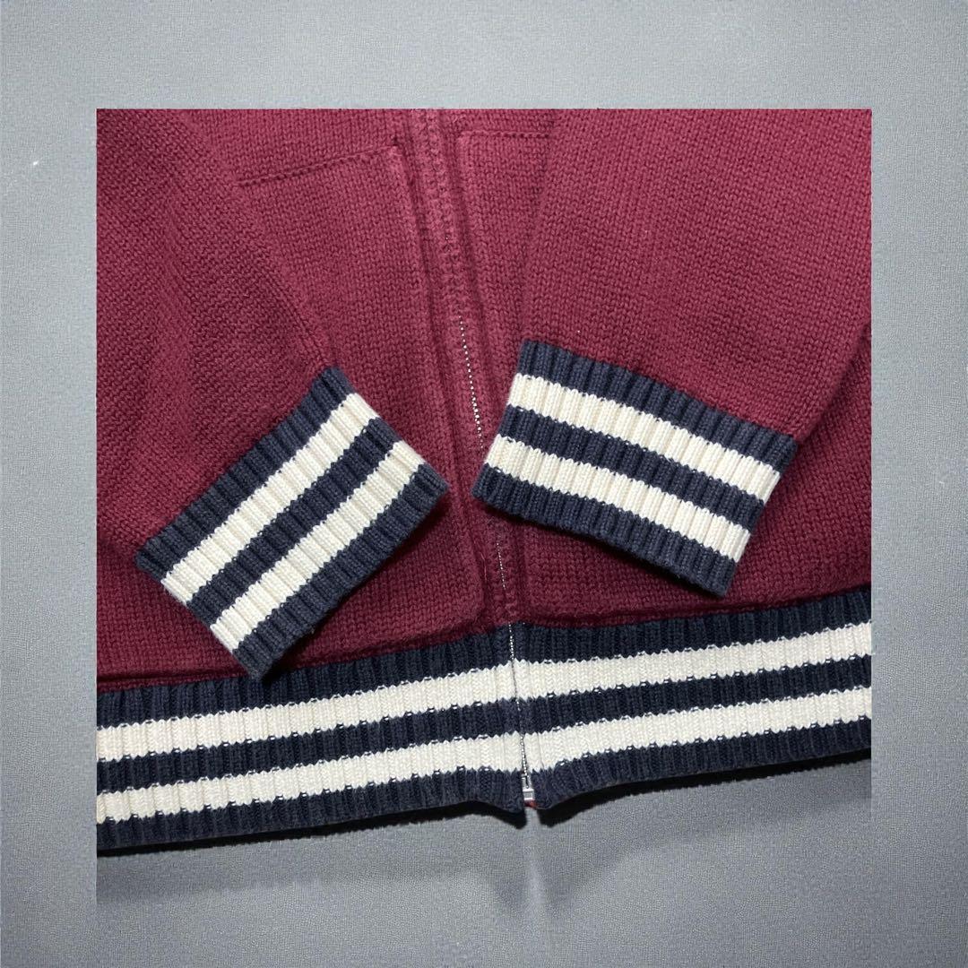 ポロ ラルフローレン ロゴワッペン刺繍 ジップアップ ウールカーディガン XL