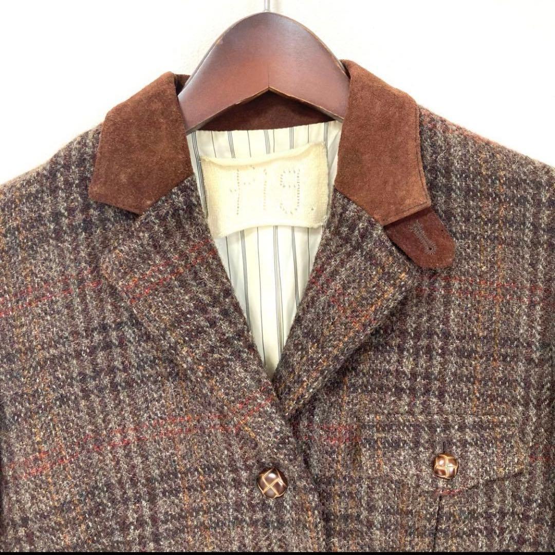 美品★fig london ハリスツイード チェックウールジャケット