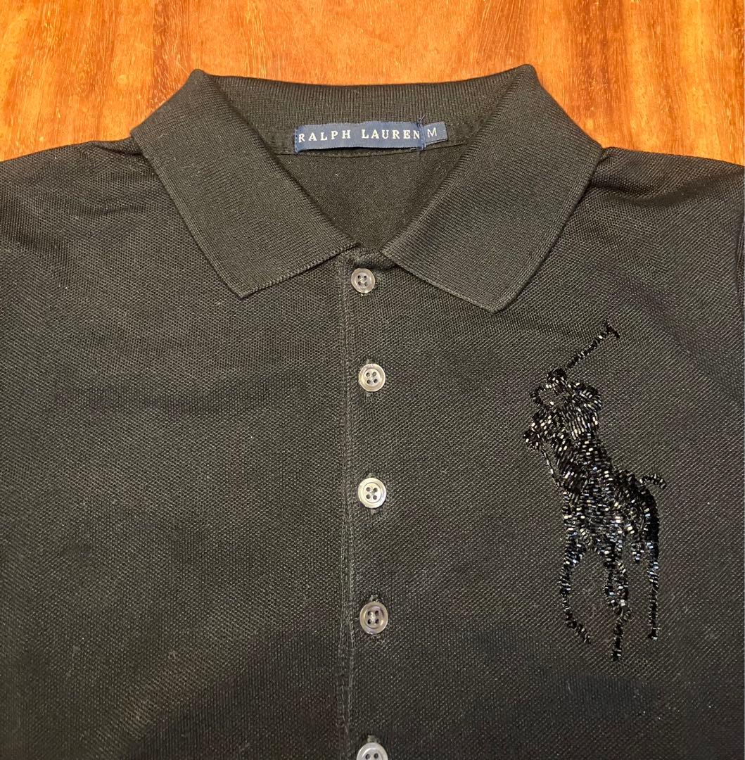 Ralph Lauren ブラック ポロシャツ ビーズ刺繍 ビッグポニー　M