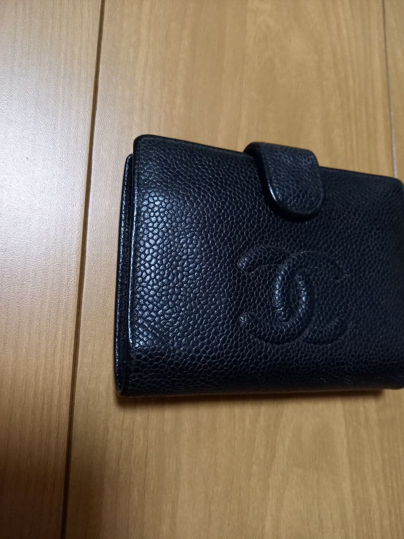 シャネル CHANEL 財布 折り財布 キャビアスキン ココマーク ブラック