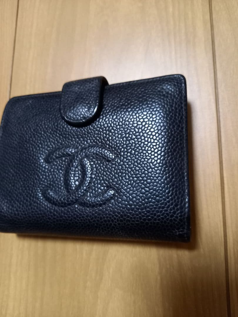 シャネル CHANEL 財布 折り財布 キャビアスキン ココマーク ブラック