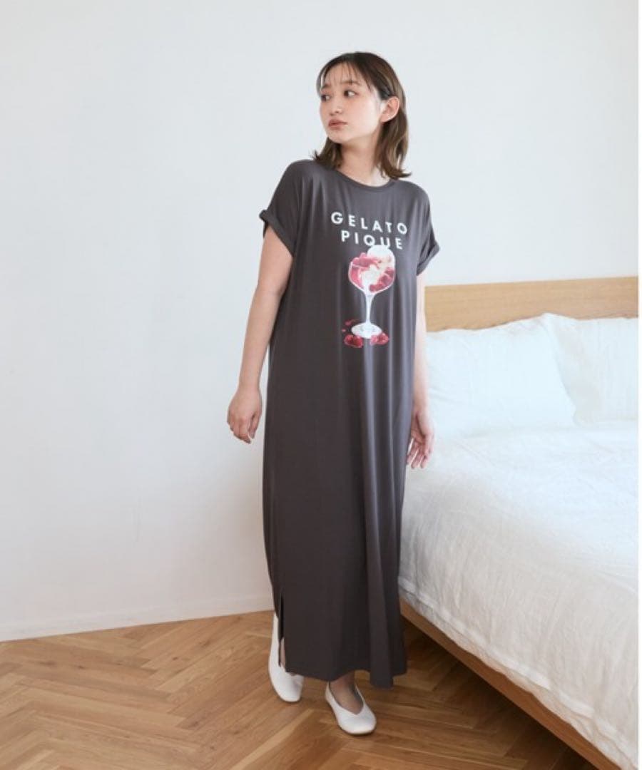 新品 ジェラートピケ 接触冷感 COOLレーヨンデザートロゴワンピース