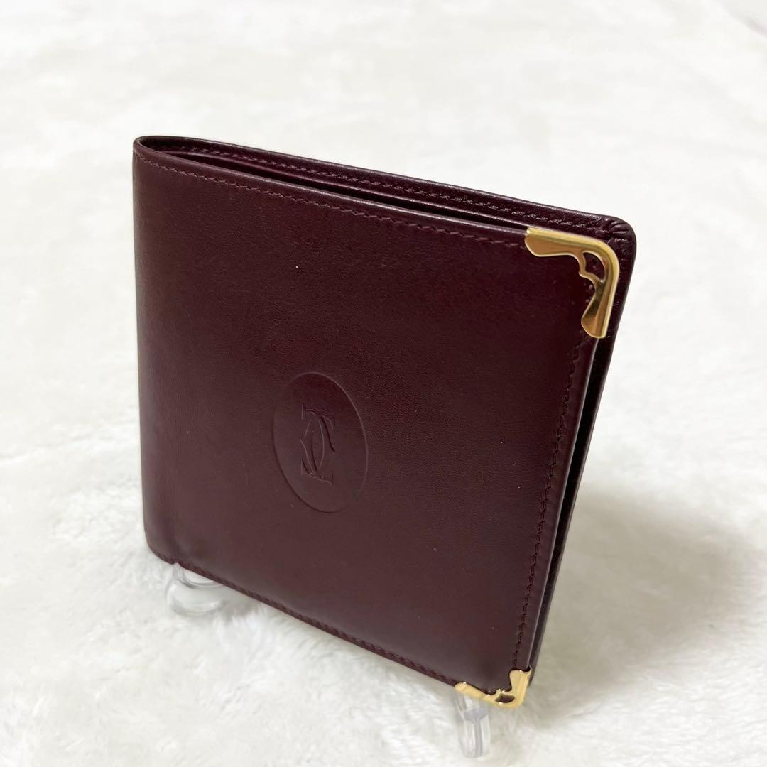 Cartier カルティエ マストライン 二つ折り財布 ボルドー 美品