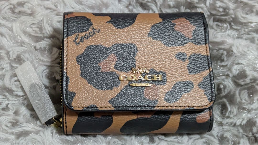 COACH コーチ ジョージミニ二つ折り財布 ヒョウ柄 レオパード