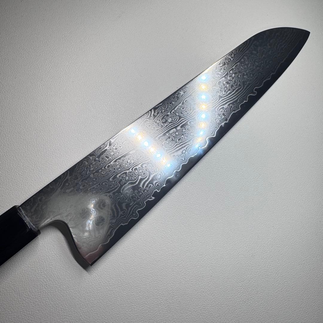 67層ダマスカス 牛刀　三徳包丁240mmシェフナイフ 黒檀本牛角八角柄 ，