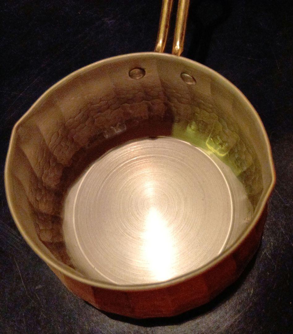 銅鍋　ミルクパン　未使用品　アンティーク　槌目　片手鍋　調理器具　高級品　なべ