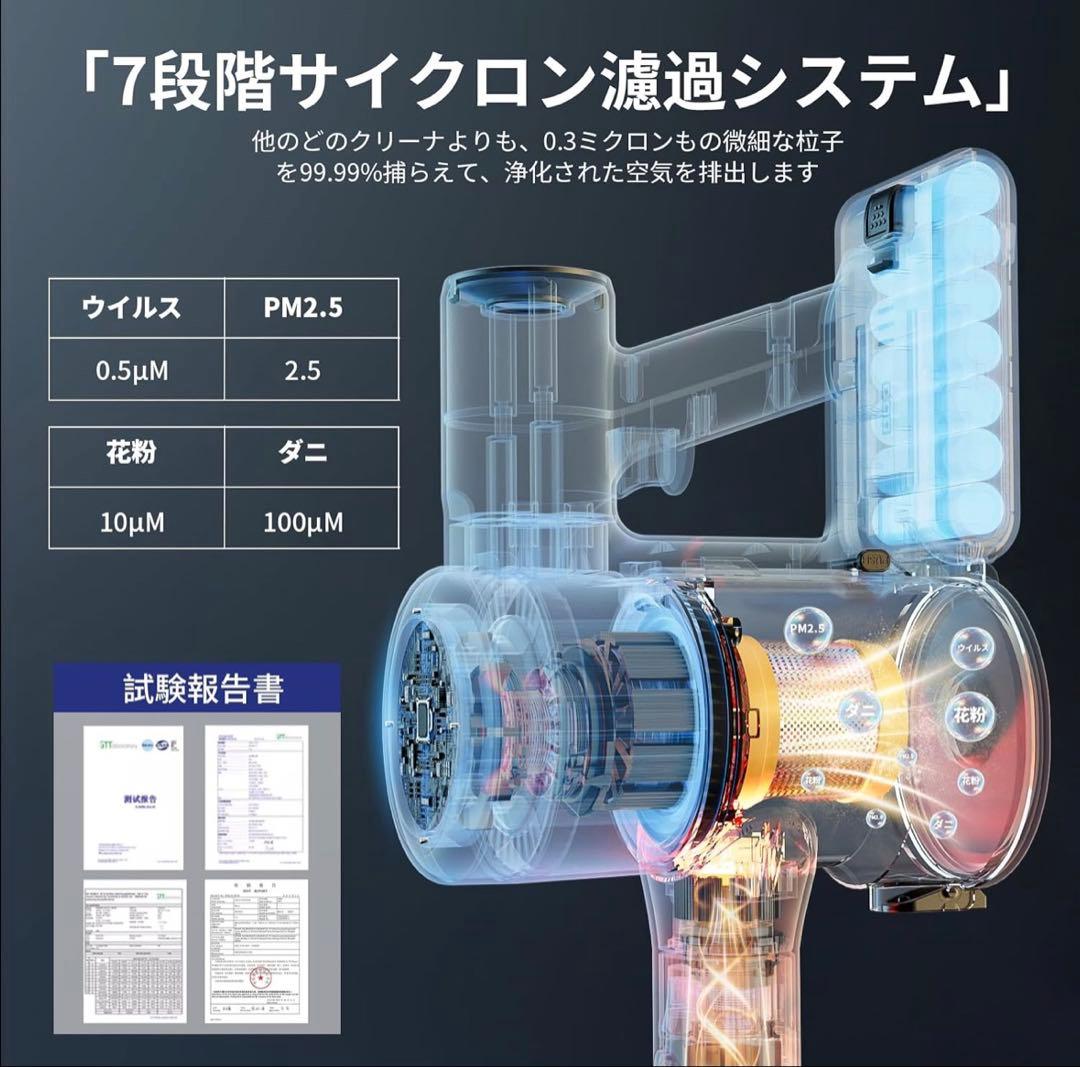 掃除機　コードレス　自動式吸引力AI調整　コードレス掃除機　サイクロン