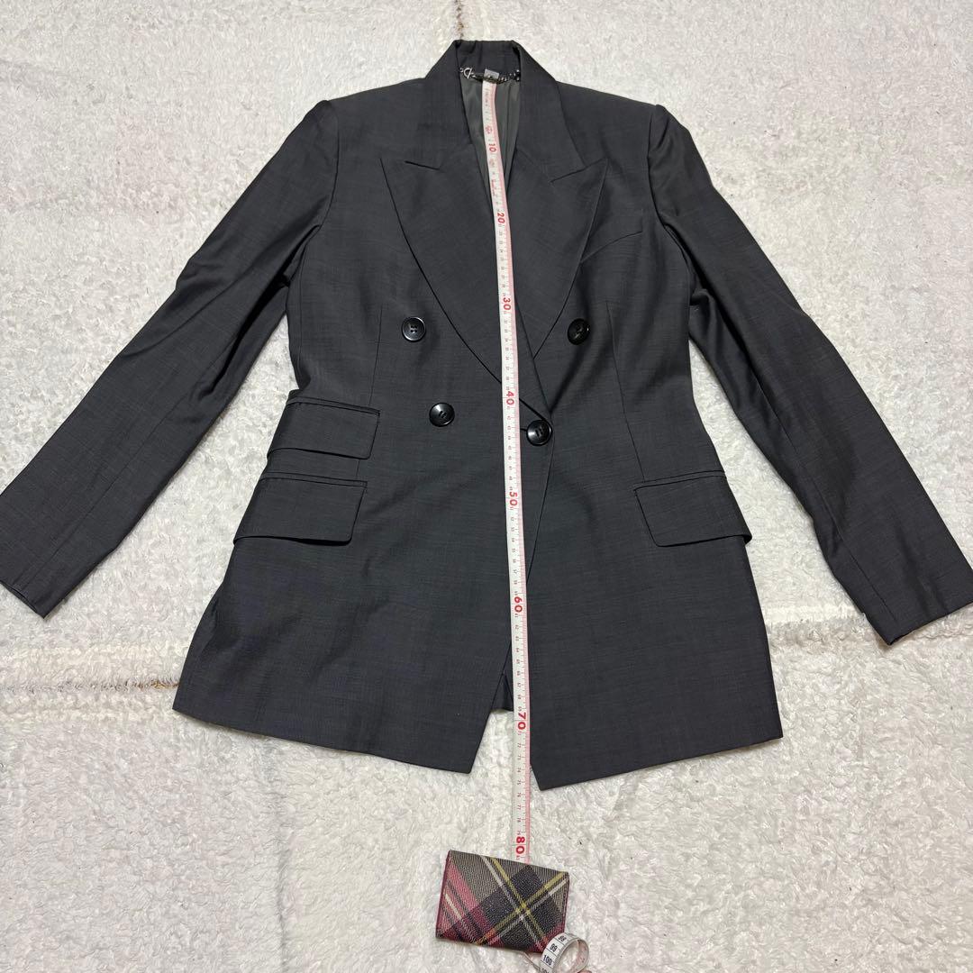 GUCCI グッチ ダークグレー テーラードジャケット ダブル 38 シルク混