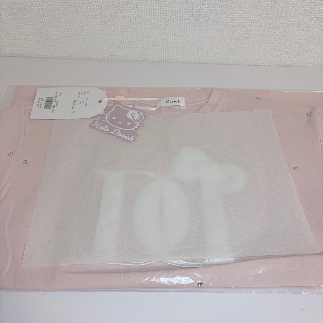 定価以下　Hello DarichキルティングアップリケビジューTシャツ ピンク