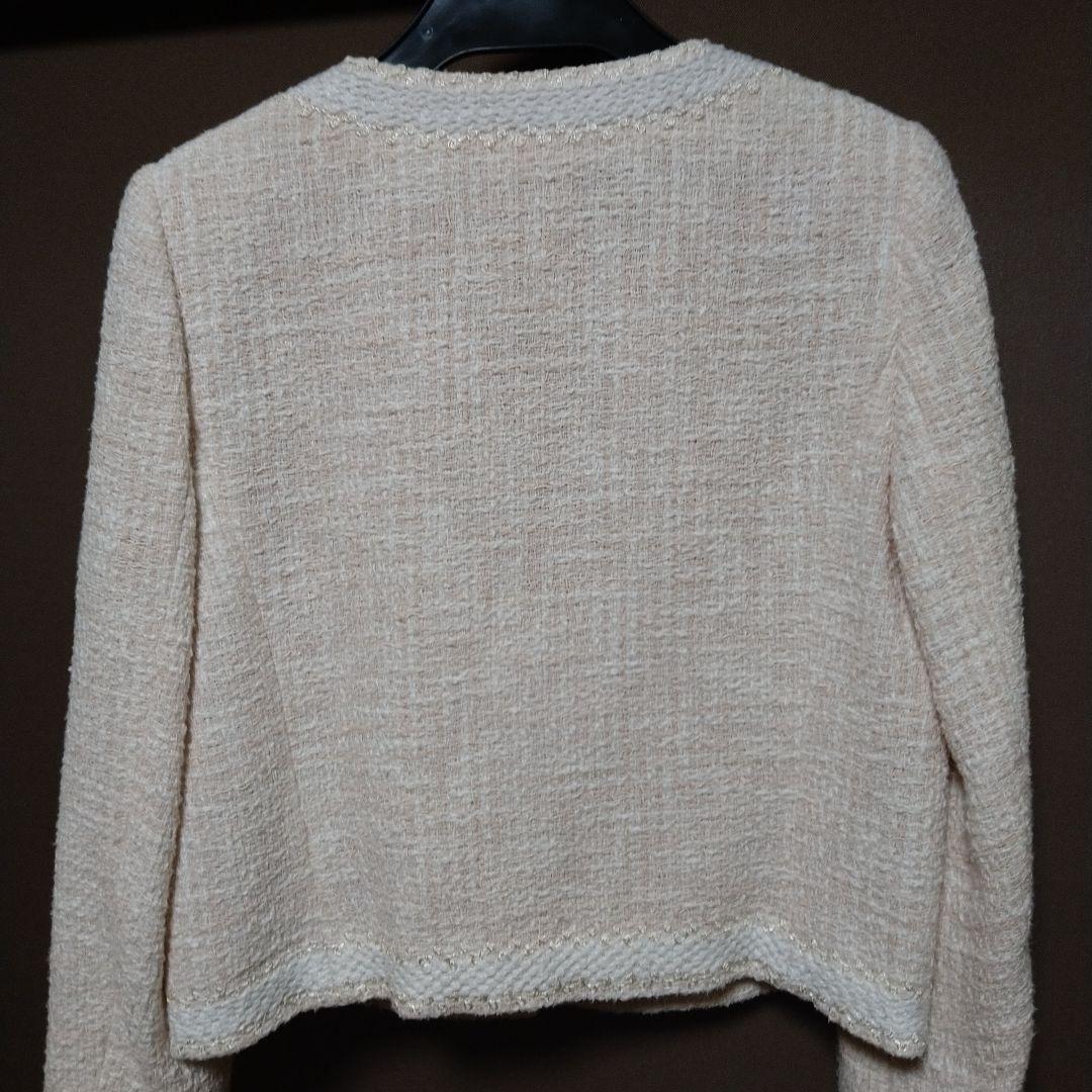 値下中【美品】アナイ　ツイートノーカラージャケット　36　ピンク系
