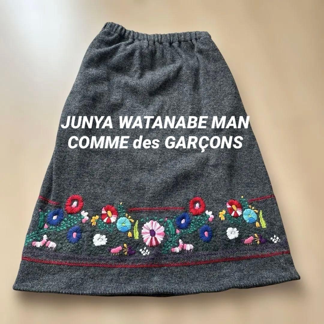 JUNYA WATANABE MAN 花柄刺繍ロングスカート