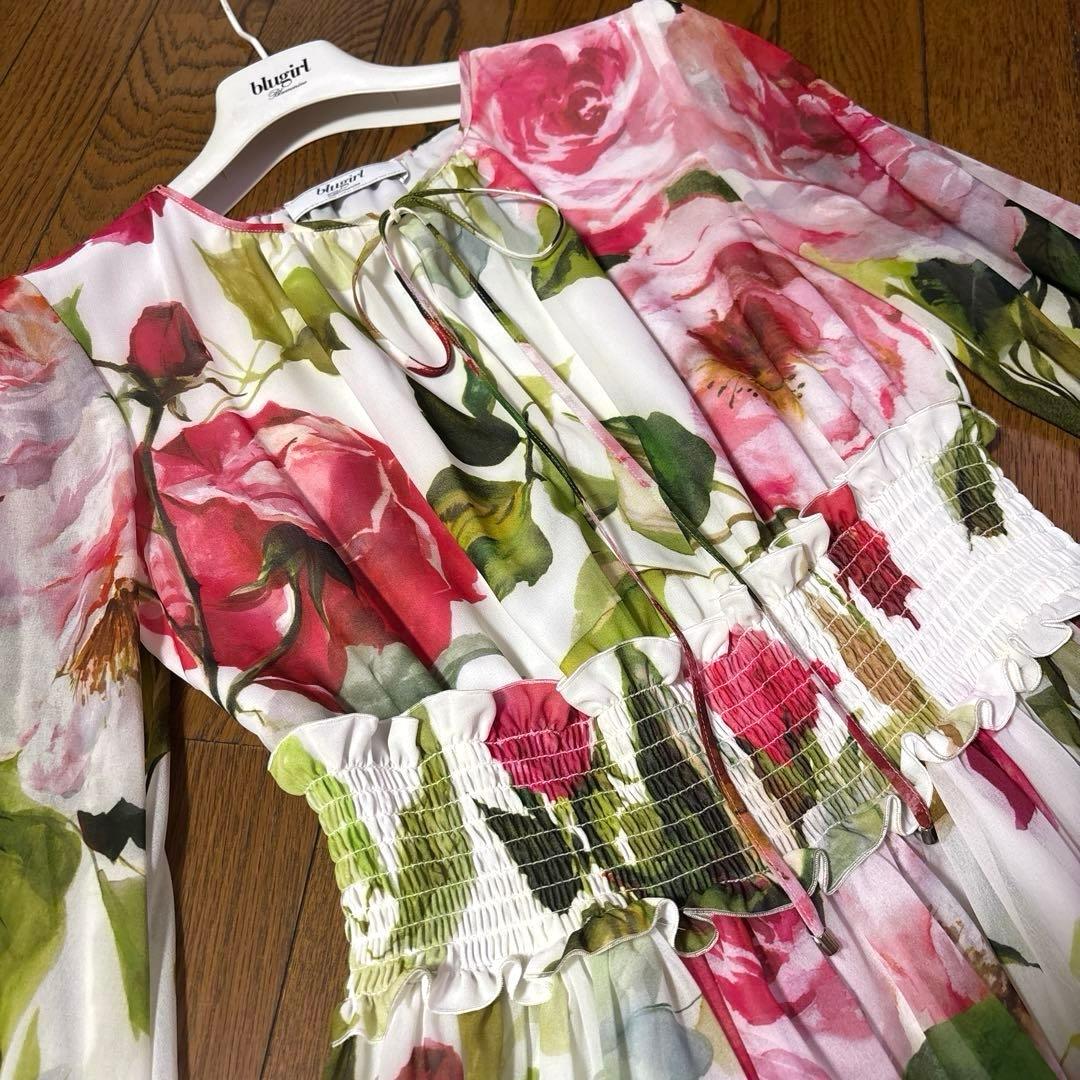 blugirl ブルマリン　ブルーガール 薔薇柄ワンピース　38