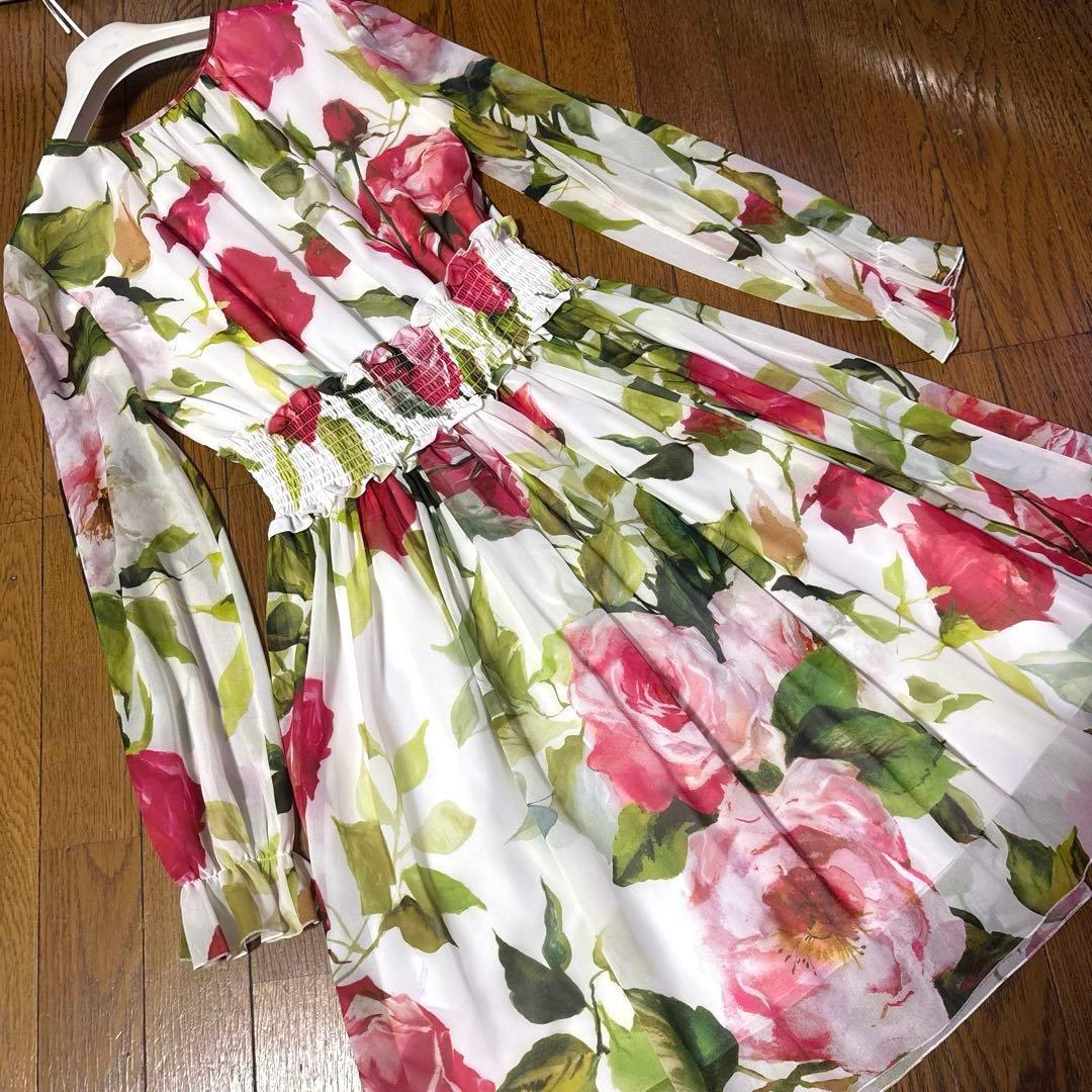 blugirl ブルマリン　ブルーガール 薔薇柄ワンピース　38