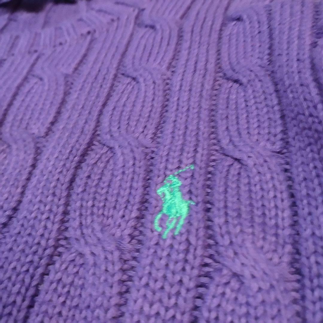 【レアカラー】ラルフローレン　ポニー刺繍　ケーブル編み　コットンニット