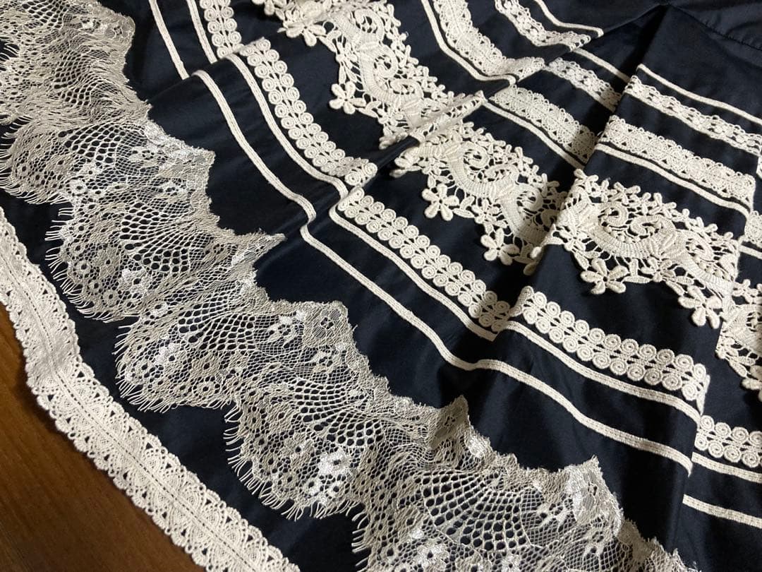 定価43,000円！エムズグレイシーワンピース 38サイズ黒白レースボーダー