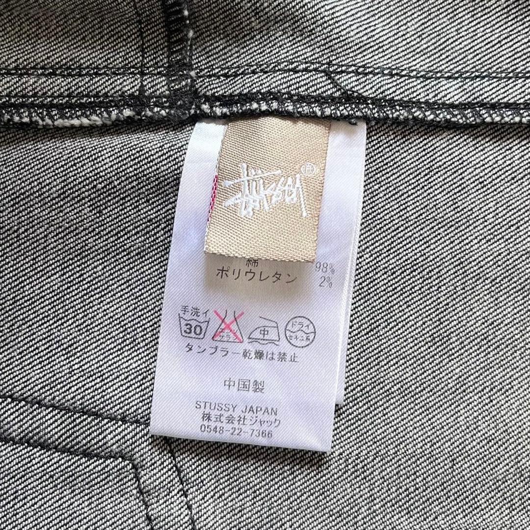 STUSSY ワールドツアー デニムワンピース S ブラック ストレッチ ロゴ