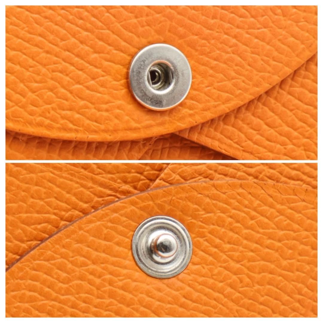 【極美品】HERMES カルヴィ エプソン　オレンジ　名刺入れ　カードケース