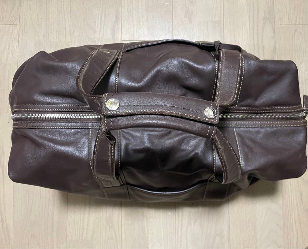 【中古】COACH ブラウンレザー ボストンバッグ