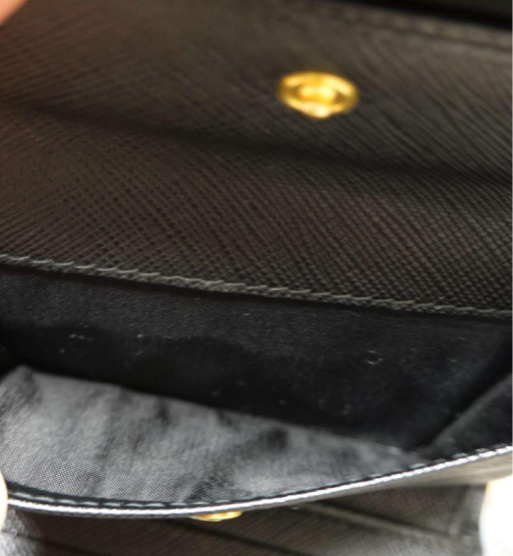 【美品】PRADA サフィアーノレザー 三つ折り財布 ブラック