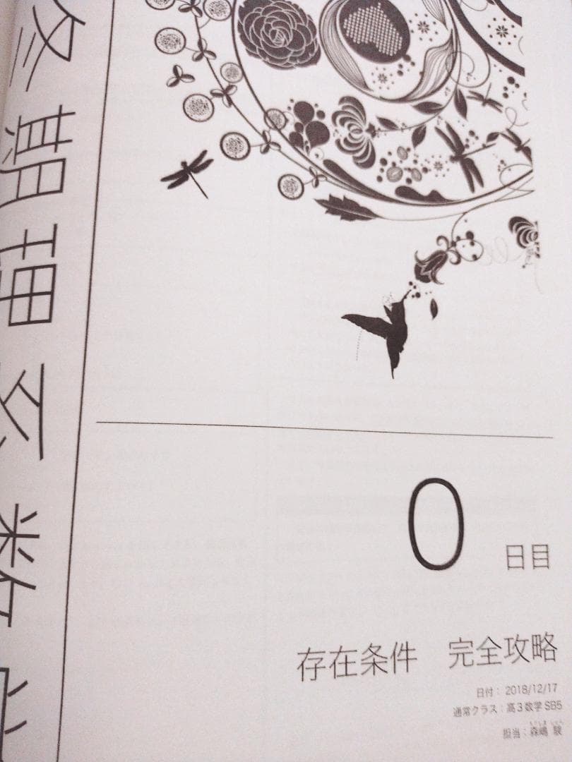 鉄緑会の森嶋先生による高3理系数学冬期講義冊子フルセット　存在条件　駿台　河合塾